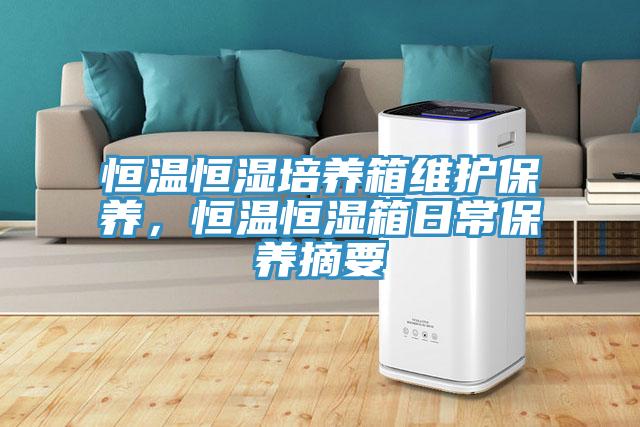 恒温恒湿培养箱维护保养，恒温恒湿箱日常保养摘要
